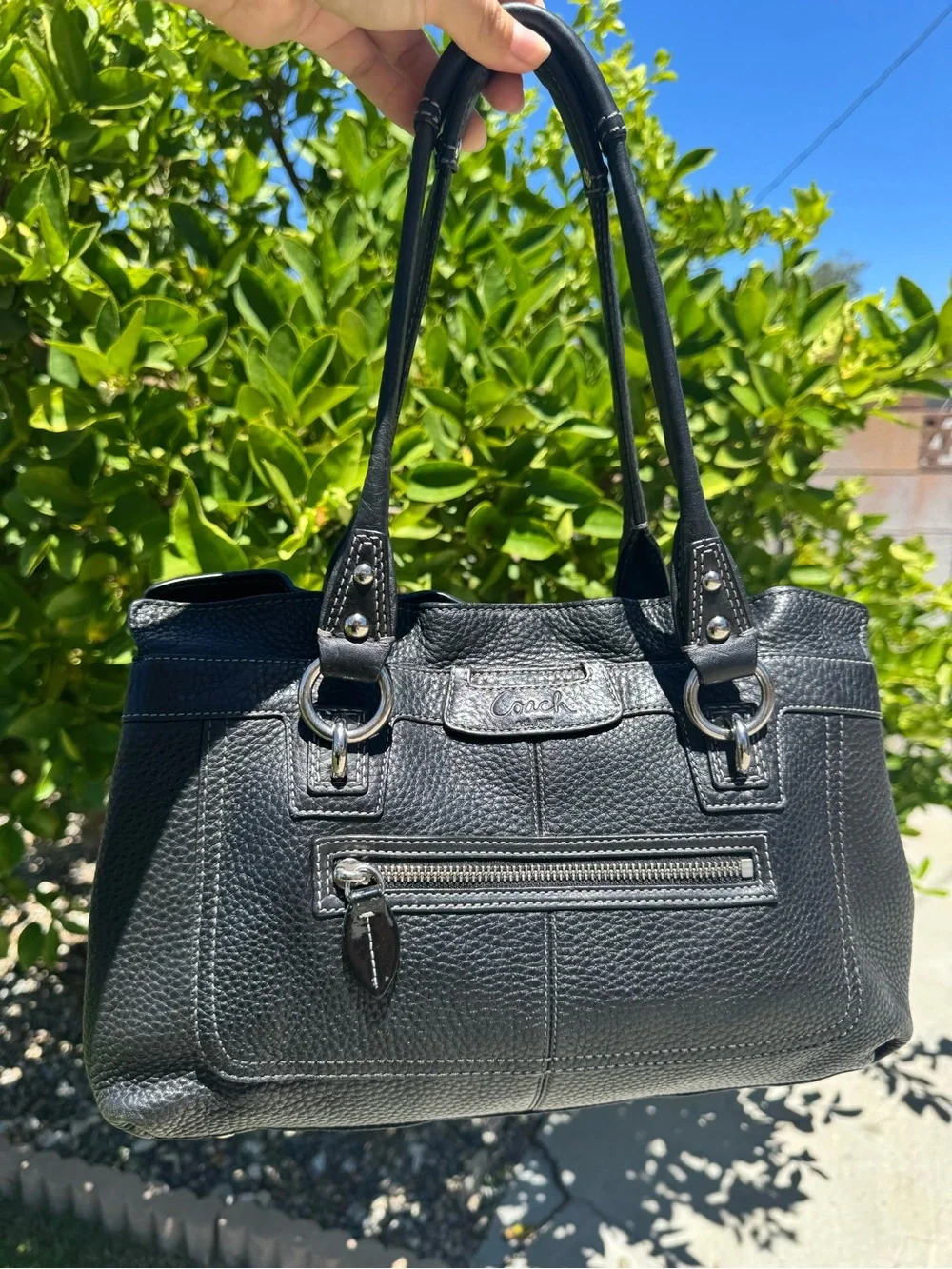 Coach Penelope Y2K Black Pebbled Leather Satchel Shoulder HandBag Purse #F14686